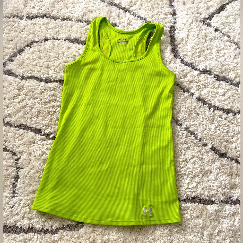 Lime Green Fitted Ribbed Under Armour Tank Never Worn